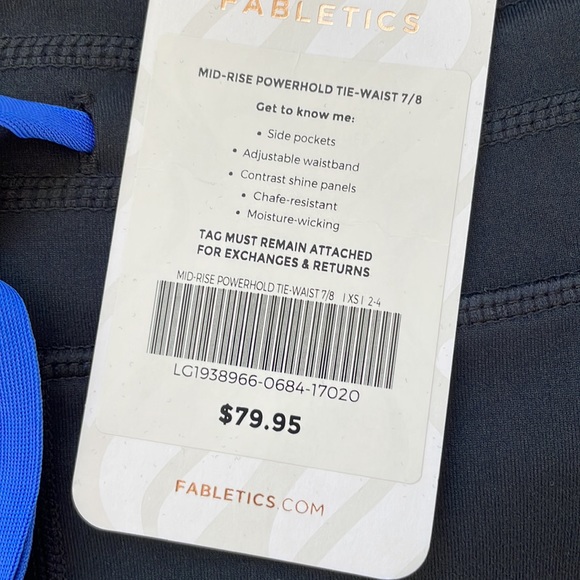 Fabletics Powerhold Black w Blue Stripe 7/8 Legging - Picture 8 of 9